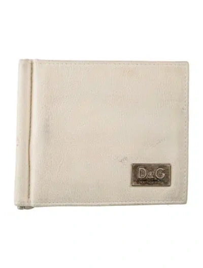 Pre-owned Dolce & Gabbana Leather Bifold Wallet In Neutrals