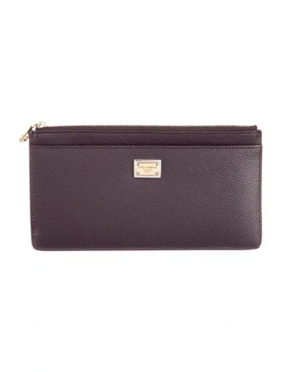 Pre-owned Dolce & Gabbana Leather Bifold Wallet In Purple