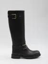 Dolce & Gabbana Buckle Lug Mid-calf Round Toe Boots In Black