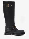 Dolce & Gabbana Calf Leather Biker Boots With Button Detail In Black