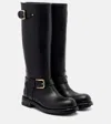 Dolce & Gabbana Calf Leather Biker Boots With Button Detail In Black