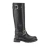 Dolce & Gabbana Calf Leather Biker Boots With Button Detail In Black