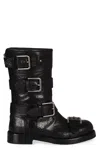 Dolce & Gabbana Leather Biker Boots In Black