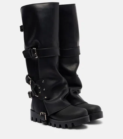 Dolce & Gabbana Leather Biker Boots In Black