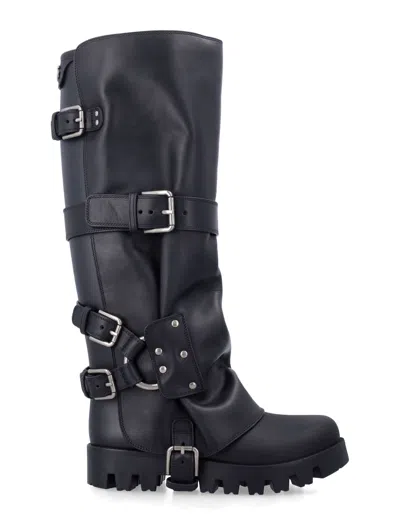 Dolce & Gabbana Leather Biker Boots In Black