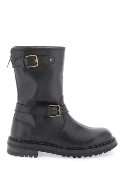 DOLCE & GABBANA LEATHER BIKER BOOTS