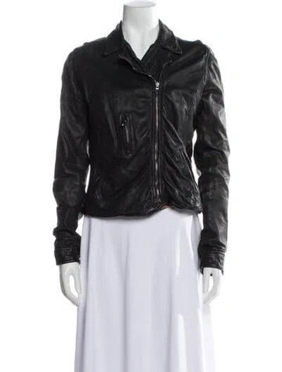 Pre-owned Dolce & Gabbana Leather Biker Jacket In Black