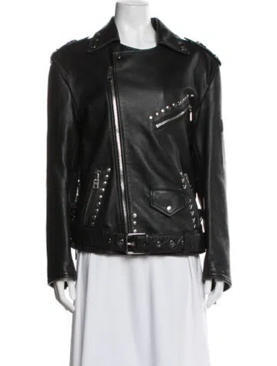 Pre-owned Dolce & Gabbana Leather Biker Jacket In Black