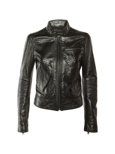 Pre-owned Dolce & Gabbana Leather Biker Jacket In Black