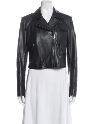 Pre-owned Dolce & Gabbana Leather Biker Jacket In Black