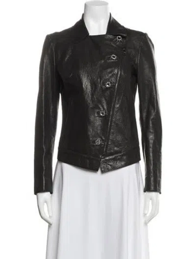 Pre-owned Dolce & Gabbana Leather Biker Jacket In Black