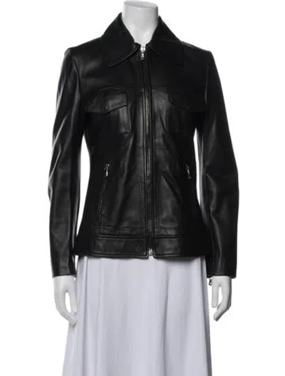Pre-owned Dolce & Gabbana Leather Biker Jacket In Black