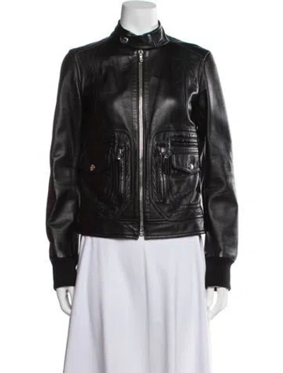 Pre-owned Dolce & Gabbana Leather Biker Jacket In Black
