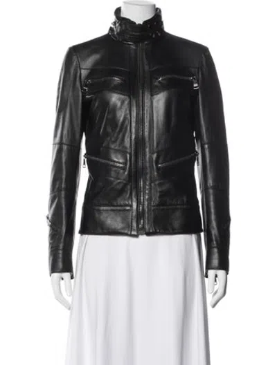 Pre-owned Dolce & Gabbana Leather Biker Jacket In Black
