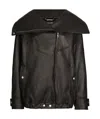 Dolce & Gabbana Oversized Zip-up Leather Biker Jacket In Black