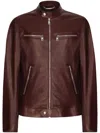 Dolce & Gabbana Leather Jacket In Brown