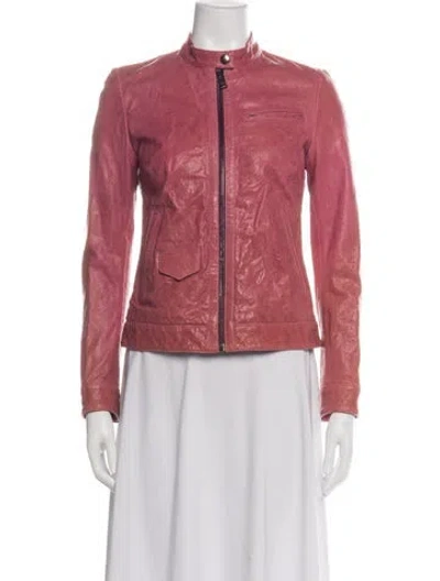 Pre-owned Dolce & Gabbana Leather Biker Jacket In Pink