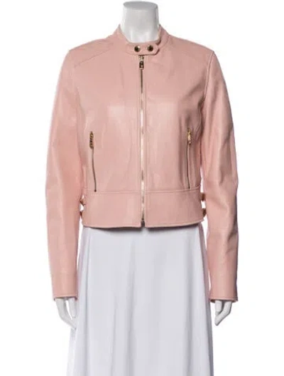 Pre-owned Dolce & Gabbana Leather Biker Jacket In Pink