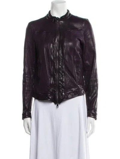 Pre-owned Dolce & Gabbana Leather Biker Jacket In Purple