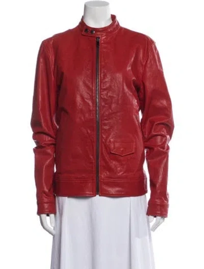 Pre-owned Dolce & Gabbana Leather Biker Jacket In Red