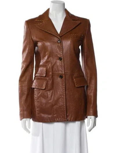 Pre-owned Dolce & Gabbana Leather Blazer In Brown