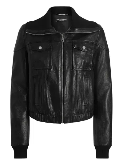 DOLCE & GABBANA LEATHER BOMBER JACKET