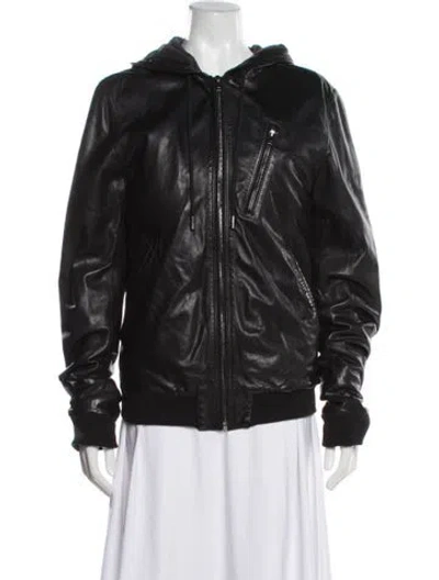 Pre-owned Dolce & Gabbana Leather Bomber Jacket In Black