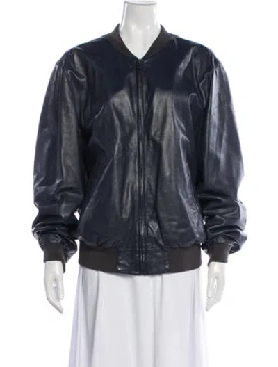 Pre-owned Dolce & Gabbana Leather Bomber Jacket In Black