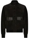 Dolce & Gabbana Leather Bomber Jacket In Black