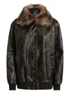 Dolce & Gabbana Shearling-trimmed Leather Bomber Jacket In Brown