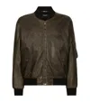 Dolce & Gabbana Shearling Leather Bomber Jacket In Multi