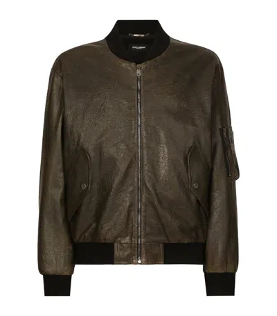 DOLCE & GABBANA LEATHER BOMBER JACKET