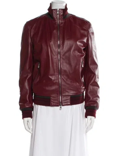 Pre-owned Dolce & Gabbana Leather Bomber Jacket In Red