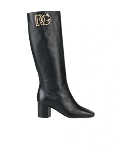 Dolce & Gabbana Leather Boots In Black