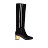 Dolce & Gabbana Black Patent Leather Vally High Boots Shoes In Black