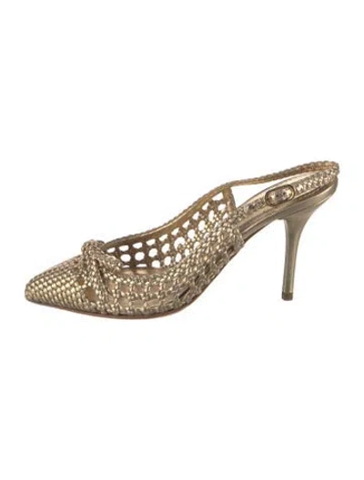 Pre-owned Dolce & Gabbana Leather Braided Accents Slingback Pumps