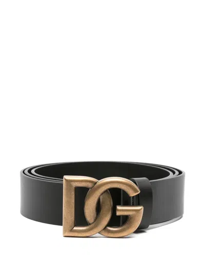 Pre-owned Dolce & Gabbana Leather Buckle Belt In Black