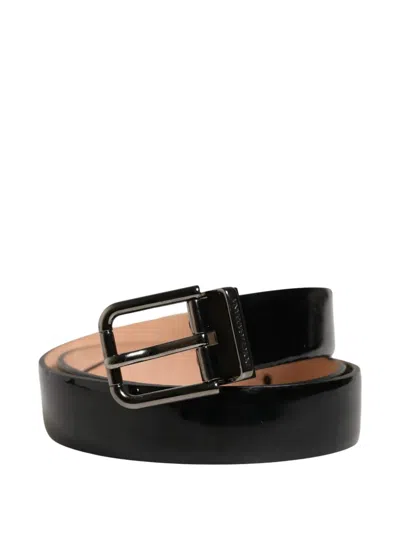 Dolce & Gabbana Mens Leather Belt Metal Buckle Adjustable In Black