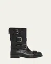 Dolce & Gabbana Black Leather Boots With Straps In Black