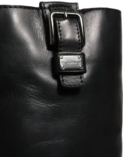 Dolce & Gabbana Leather Buckle Detail Boot In Black