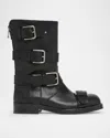 Dolce & Gabbana Leather Boot With Buckles In Multi