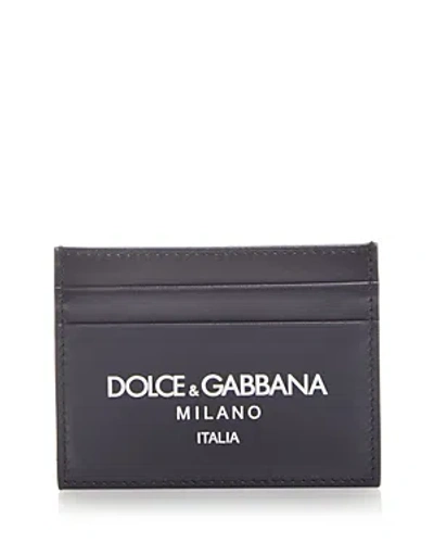 Dolce & Gabbana Leather Card Case In Blue Logo