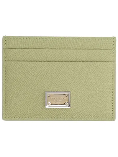 Dolce & Gabbana Leather Card Case In Green