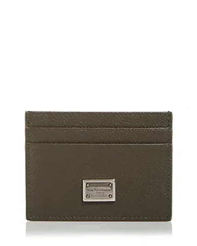 Dolce & Gabbana Leather Card Case In Khaki