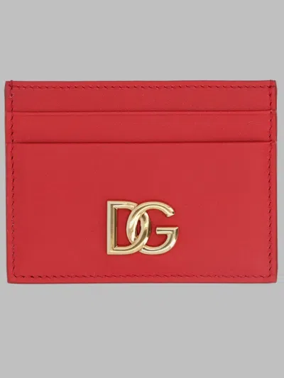 Dolce & Gabbana Leather Card Case In Red