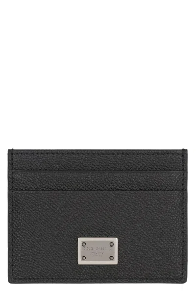 Dolce & Gabbana Black Card Holder With Logo Plaque On The Front In 80999