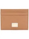 Dolce & Gabbana Logo Plaque Cardholder In Beige