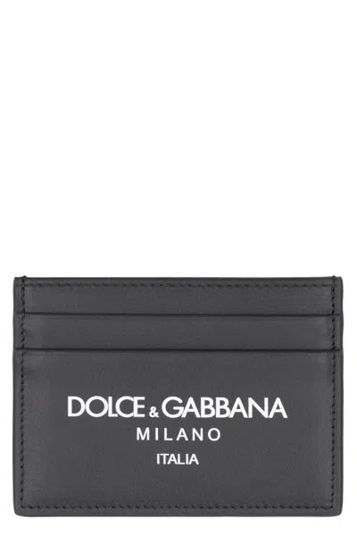 Dolce & Gabbana Leather Card Holder In Black