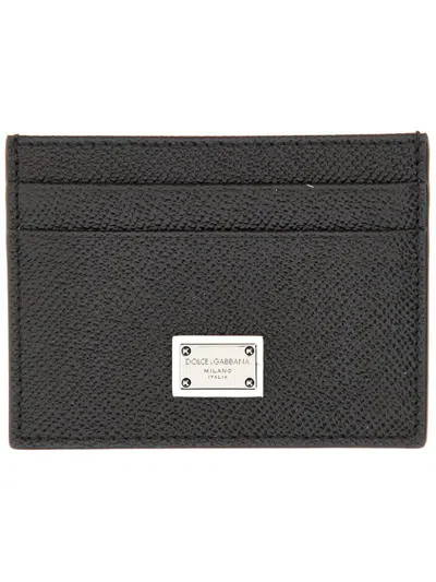Dolce & Gabbana Leather Card Holder In Black