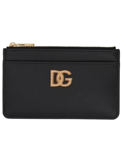 Dolce & Gabbana Vintage Mini Zip Wallet With Brass Detailing In Black